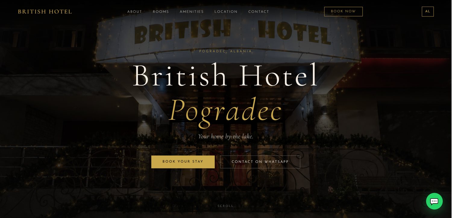 The British Hotel Pogradec website on a laptop